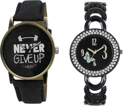 

Shocknshop LR27_201 Designer Analog Leather and Chain Strap Couple Watch - For Men & Women