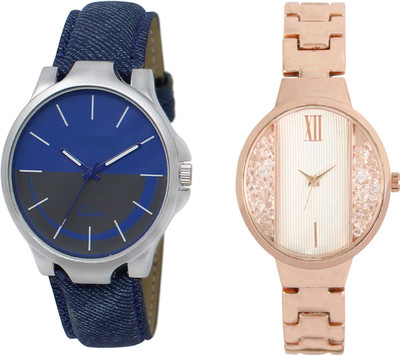 

Shocknshop LR24_217 Designer Analog Leather and Chain Strap Couple Watch - For Men & Women