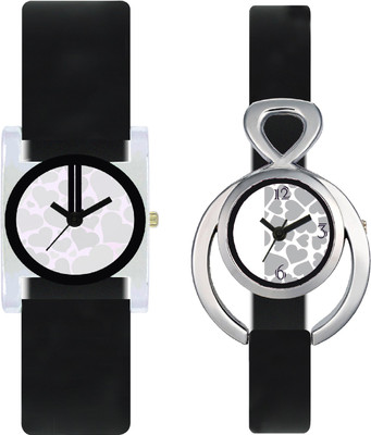 

CLOUDWOOD VT06_11 Set Of 2 Combo PU Material Fast Selling Women Watch Watch - For Girls