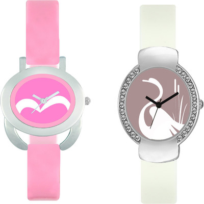 

CLOUDWOOD VLT18_26 Set Of 2 Combo PU Material Fast Selling Women Watch Watch - For Girls