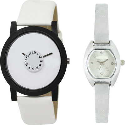 

Shocknshop LR26_219 Designer Analog Leather and Chain Strap Couple Watch - For Men & Women