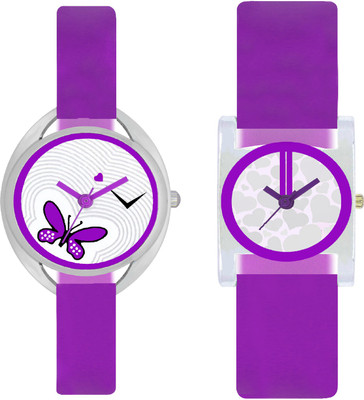 

CLOUDWOOD VT02_07 Set Of 2 Combo PU Material Fast Selling Women Watch Watch - For Girls