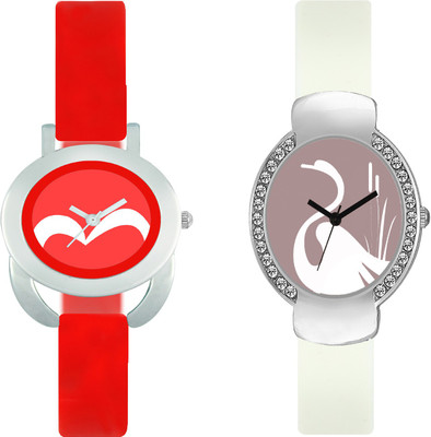 

CLOUDWOOD VLT19_26 Set Of 2 Combo PU Material Fast Selling Women Watch Watch - For Girls