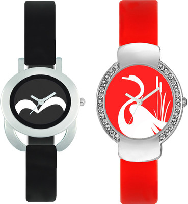 

CLOUDWOOD VLT16_25 Set Of 2 Combo PU Material Fast Selling Women Watch Watch - For Girls