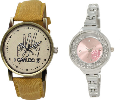 

Shocknshop LR30_226 Designer Analog Leather and Chain Strap Couple Watch - For Men & Women