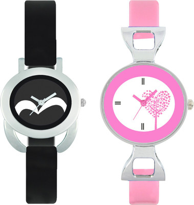 

CLOUDWOOD VLT16_30 Set Of 2 Combo PU Material Fast Selling Women Watch Watch - For Girls