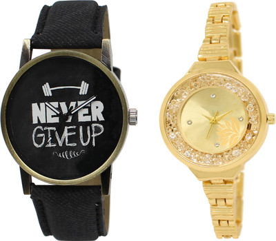 

Shocknshop LR27_224 Designer Analog Leather and Chain Strap Couple Watch - For Men & Women