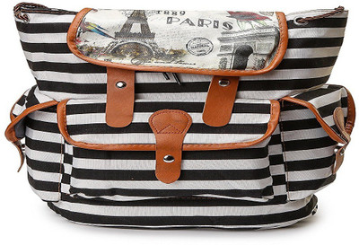 

Kleio Striped Backpack in Canvas 5 L Backpack(Black)