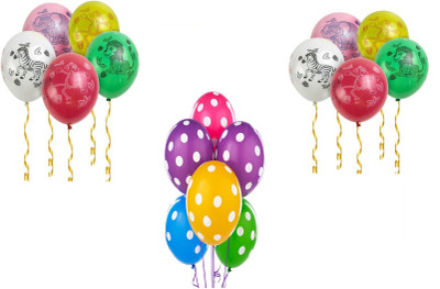 

Arvel Printed Polka Dots And Cartoon Printed 100 Balloons Balloon Bouquet(Multicolor, Pack of 100)