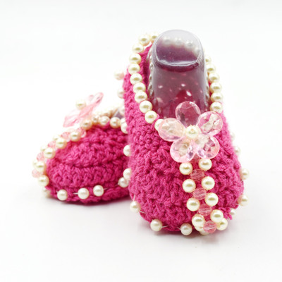 

Magic Needles Handmade Soft Sole Prewalker 4196_3-6 Months Booties(Toe to Heel Length - 11 cm Pink)