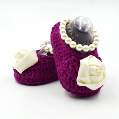 

Magic Needles Handmade Soft Sole Prewalker 4208_0-3 Months Booties(Toe to Heel Length - 10 cm Magenta)