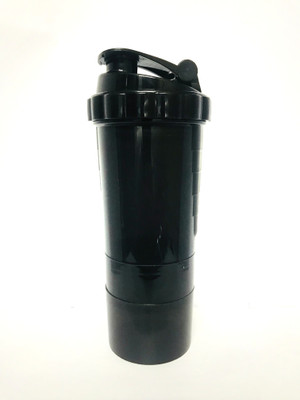 Spider PROTEIN SHAKER WITH STEEL WEB DESIGN SHAKE, DOUBLE COMPARTMENT WITH PILLS SECTION 525 ml Shaker(Pack of 1, Black)