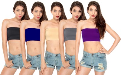 Fashion Line Women Bandeau/Tube Non Padded Bra(Purple, Blue, Black, Beige, Grey)