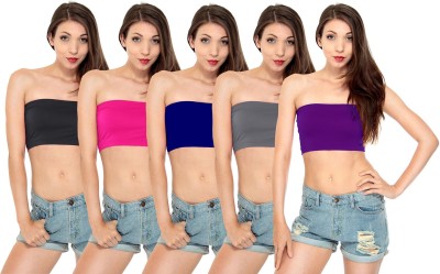 Fashion Line Women Bandeau/Tube Non Padded Bra(Purple, Blue, Black, Pink, Grey)