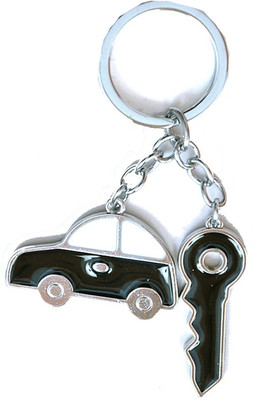 

One Point Collections Keyring Keychain Black Car And Key With Wording Metal Key Chain(Black)