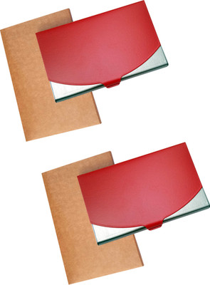 

Printmystic.com 10 Card Holder(Set of 2, Red, Silver)