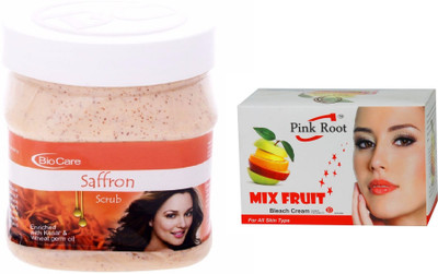 

Pink Root Mix Fruit Bleach 50g and Biocare Saffron Scrub 500ml(Set of 2)