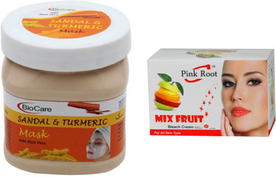 

Pink Root Mix Fruit Bleach 50g and Biocare Sandal & Turmeric Mask 500ml(Set of 2)