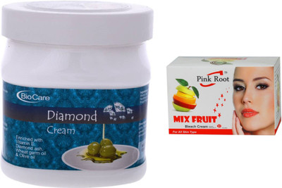 

Pink Root Mix Fruit Bleach 50g and Biocare Diamond Cream 500ml(Set of 2)