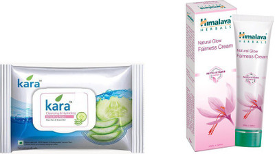 

Himalaya Kara Skin Care Wipes, Natural Glow Fairness Cream(Set of 2)