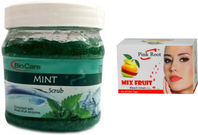 

Pink Root Mix Fruit Bleach 50g and Biocare Mint Scrub 500ml(Set of 2)