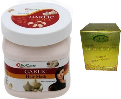 

Pink Root Gold Bleach 50g and Biocare Garlic Hair Mask 500ml(Set of 2)