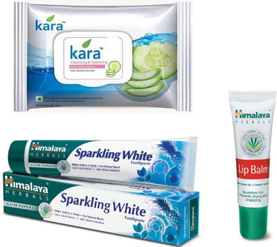 

Himalaya Kara Skin Care Wipes, Toothpaste, Lip Balm(Set of 3)