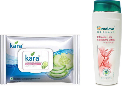 

Himalaya Kara Skin Care Wipes, Intensive Face Moisturizing Lotion(Set of 2)