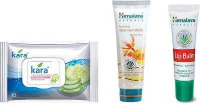 

Himalaya Kara Skin Care Wipes, Fairness Kesar Face Wash, Lip Balm(Set of 3)