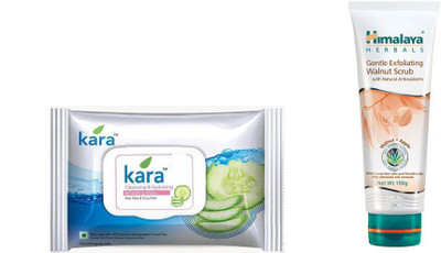 

Himalaya Kara Skin Care Wipes, Gentle Exfoliating Walnut Scrub(Set of 2)