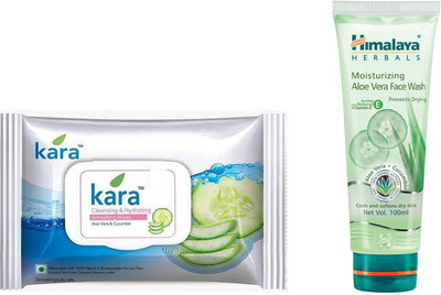 

Himalaya Kara Skin Care Wipes, Moisturizing Aloe Vera Face Wash(Set of 2)