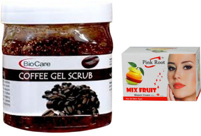 

Pink Root Mix Fruit Bleach 50g and Biocare Coffee Gel Scrub 500ml(Set of 2)
