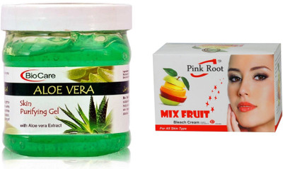 

Pink Root Mix Fruit Bleach 50g and Biocare Aloe Vera Gel 500ml(Set of 2)