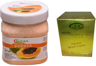 

Pink Root Gold Bleach 50g and Biocare Papaya Scrub 500ml(Set of 2)