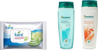 

Himalaya Kara Skin Care Wipes, Refreshing & Clarifying Toner, Nourishing Face Moisturizing Lotion(Set of 3)