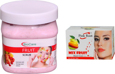 

Pink Root Mix Fruit Bleach 50g and Biocare Fruit Scrub 500ml(Set of 2)