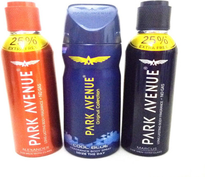 

Park Avenue ALEXANDER,COOL BLUE AND MARCUS Body Spray - For Men(450 ml, Pack of 3)
