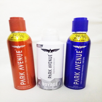 

Park Avenue ALEXANDER,VOYAGE AND EPIC Body Spray - For Men(430 ml, Pack of 3)