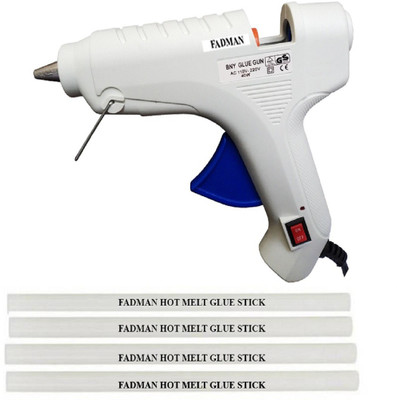 

FADMAN white Bny 40 Watt On Off Switch indicator and 4 glue sticks Standard Temperature Corded Glue Gun (11 mm) Standard Temperature Corded Glue Gun(11 mm)
