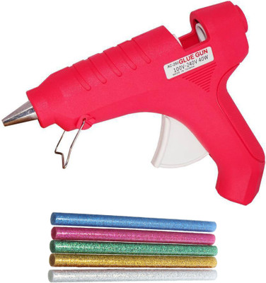 

APTECHDEALS Makson 40W with 5 Sticks | Leak Proof | High Quality | 40W Hot Melt Glue gun with 5 Glitter Sparkle Glue Stick Standard Temperature Corded Glue Gun(11 mm)