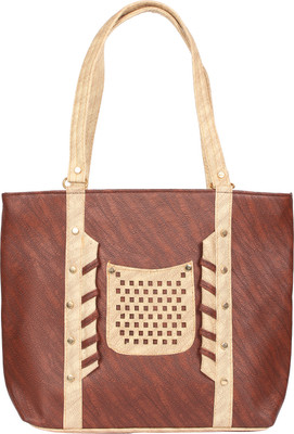 Rajni Fashion Hand-held Bag(Brown, Beige), Beige;brown