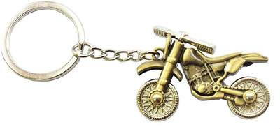 

Universal 3D Dirt Bike Detailed Motocross Keychain with Revolving Wheels - Gold Key Chain