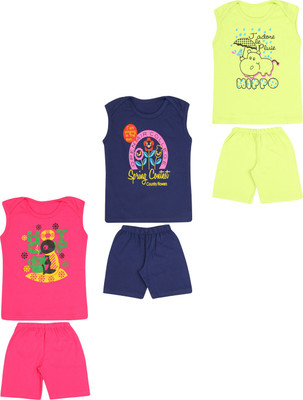dongli Boys & Girls Casual T-shirt Shorts(NAVY, LGREEN, RPINK)