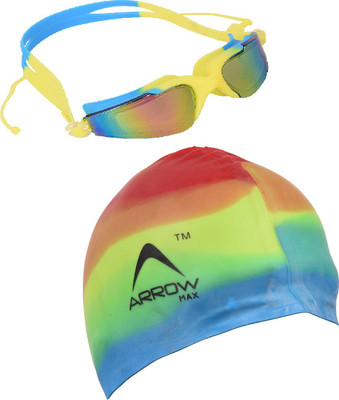 

Arrowmax As-9200 wid attached earplugs & As-201 multicolor swimming cap , Color may vary By Krasa Swimming Kit