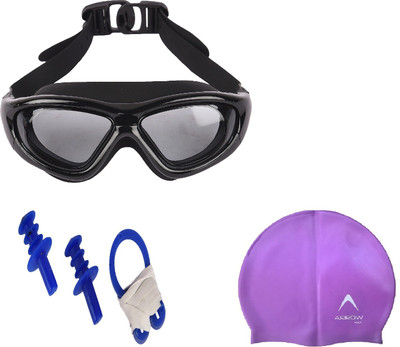 

Arrowmax 1pc As-9100 googles , 1pc Ear&Noseplug Set , As-201 1pc Full silicon swimming cap Combo , Multicolor By Krasa Swimming Kit