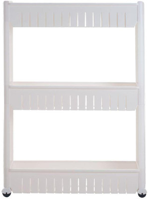 Insasta 3 Tier Slim Side Storage Rack Shelf With Wheels white box shelves plastic storage Plastic Kitchen Trolley