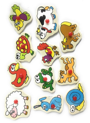 

SHRIBOSSJI Wooden Colorful Learning Board Animals Tray with Picture ( MULTICOLOUR )(Multicolor)