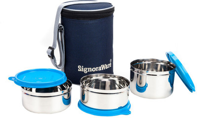 Signoraware Executive Steel Medium 3 Containers Lunch Box(1200 ml)
