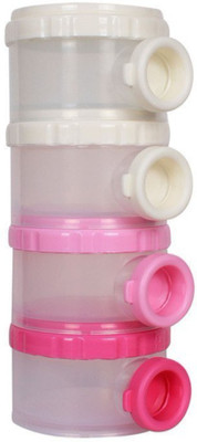 

Mummamia Baby Four Tiered Transparent Plastic Snacks Storage Case (Pink)(Pack of 1, Pink)