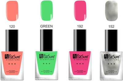 

Forsure Signature Matte Nail Polish Light Orange, Green, Pink, Silver(Pack of 4)